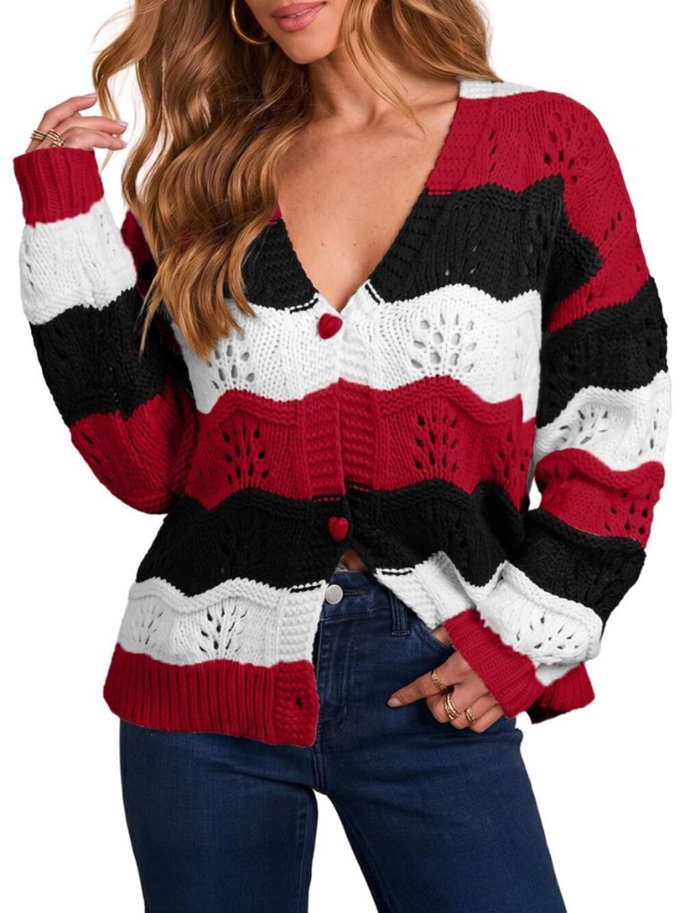Sweaters for Women Fall Clothes 2026 Striped Knit Cardigan Tops
